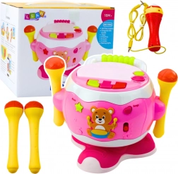 Tambour musical interactif rose pour enfants