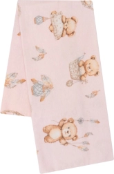 Lange pour bébé en flanelle avec motif ourson rose NEW BABY
