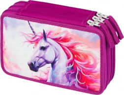 Trousse scolaire à trois étages avec motif Royaume Licorne