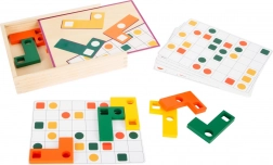 Jeu de logique en bois Small Foot – puzzle coloré avec cartes modèles