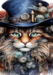 Peinture diamant chat steampunk 30 × 40 cm