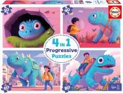 Educa Puzzle Dinosaures amicaux 4en1
