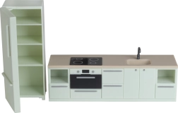 Mobilier de cuisine avec réfrigérateur pour maison de poupées Lundby