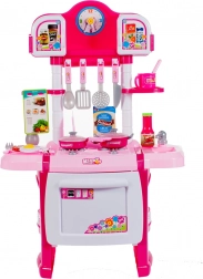 Cuisine enfant rose avec sons et lumières avec tablier et horloge