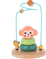 Labyrinthe moteur en bois coloré avec petit singe