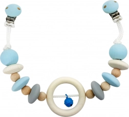Hess suspension de poussette en bois naturel avec grelot bleu