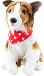 Jouet en peluche Colley à poil long avec foulard