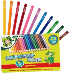 Crayons de couleur triangulaires DELTA, 24 couleurs, boîte métallique