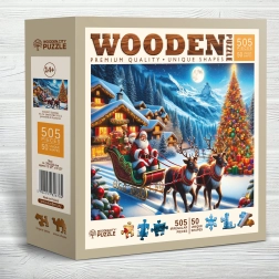 Puzzle en bois traîneau du Père Noël 505 pièces Wooden City