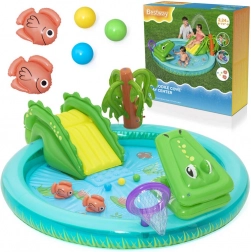 Aire de jeux aquatique gonflable BESTWAY crocodile avec toboggan, asperseur et balles