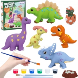 Woopie kit créatif avec peintures DIY – moulages en plâtre de dinosaures à colorier