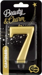 bougie chiffre 7 couleur or métallique GODAN Beauty & Charm 8 cm