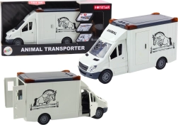 Transporteur automobile pour chevaux avec portes ouvrantes et effets lumineux et sonores blanc