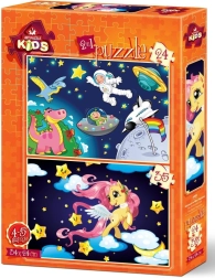 Puzzle Astronaute et petit pégase 24 + 35 pièces