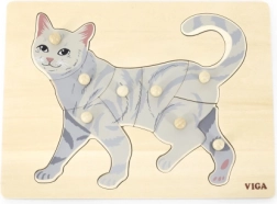 Puzzle en bois à boutons Chat VIGA Montessori