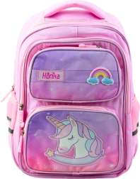 Sac à dos scolaire avec licorne et sangle de poitrine rose 20 L