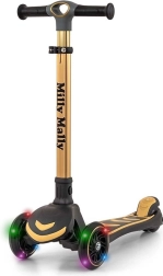 Trottinette tricycle pour enfants MILLY MALLY Boogie Golden avec roues LED