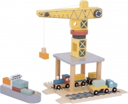 Tooky Toy Ensemble de Grue de Quai en Bois