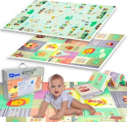Tapis de jeu pliable double face en mousse HUMBI XPE 120 × 180 × 0,8 cm – animaux et petites rues