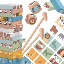 Tooky Toy tour d’équilibre en bois animaux, 82 pièces