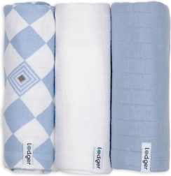 Lodger swaddler en coton biologique Blue fogg, 70 × 70 cm (3 pcs)