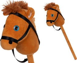 Cheval bâton en peluche 75 cm marron