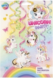 Décoration spiralée suspendue avec licorne, 6 pcs