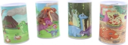 Tirelire en métal avec motif dinosaures