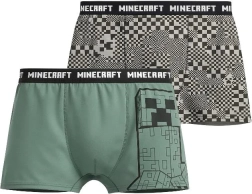 Boxers garçon Minecraft vert-gris (duopack 2 pièces)