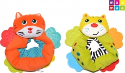 Hochets textiles de poignet avec anneaux de dentition MAAMAA, chat 12 cm