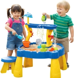 Table pour enfants Woopie pour sable et eau avec chaise, 2 en 1, avec dauphin