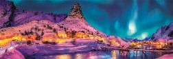 Puzzle panoramique 1000 pièces - Nuit colorée, îles Lofoten