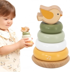 pyramide éducative en bois avec petit oiseau VIGA PolarB