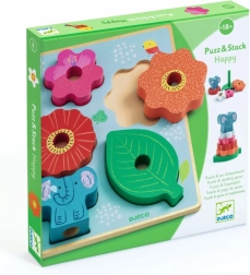 Puzzle en bois et autocollants Happy Djeco