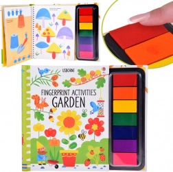 livre créatif pour peindre avec les doigts jardin, 64 pages, 7 couleurs