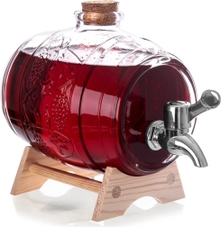 Distributeur de boissons en verre avec robinet et support 1 l