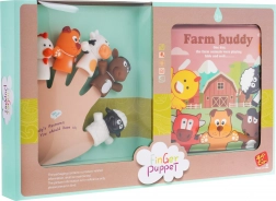 Lot de 5 marionnettes à doigt en caoutchouc avec livre souple « Ferme », imperméables, 3+