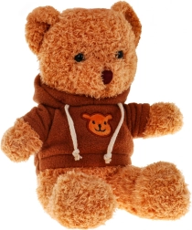 Ourson en peluche avec sweat à capuche pour enfants 3+ Mascotte en peluche marron Meilleur ami des tout-petits