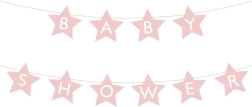 Bannière pour baby shower avec étoiles – Rose clair
