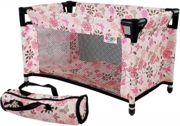 Lit pour poupées Alice rose à fleurs