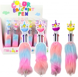 Stylo multicolore avec licorne et porte-clés duveteux