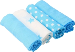 Couches en coton lavables New Baby Softy à motifs 70 × 70 cm, lot de 4, turquoise et blanc