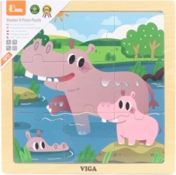 Puzzle en bois hippopotames Viga, 9 pièces