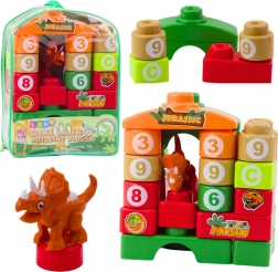 Jeu de construction dinosaures à dos – cubes éducatifs avec lettres et chiffres, 26 pièces