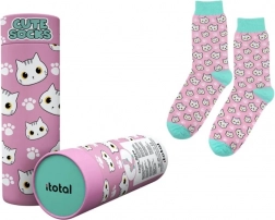 Chaussettes en coton roses avec chaton