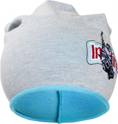 bonnet d’automne pour enfant New Baby in-line gris-turquoise