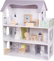 Maison de poupées en bois rose montessori baby mix