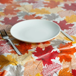 Nappe en flanelle automnale avec motif de feuilles 132 × 178 cm