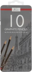 crayons graphite pour le dessin 6B–4H, set de 10 pcs dans un étui métallique