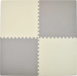 Tapis puzzle en mousse Humbi crème et gris 62 × 62 × 1 cm, 4 pièces
